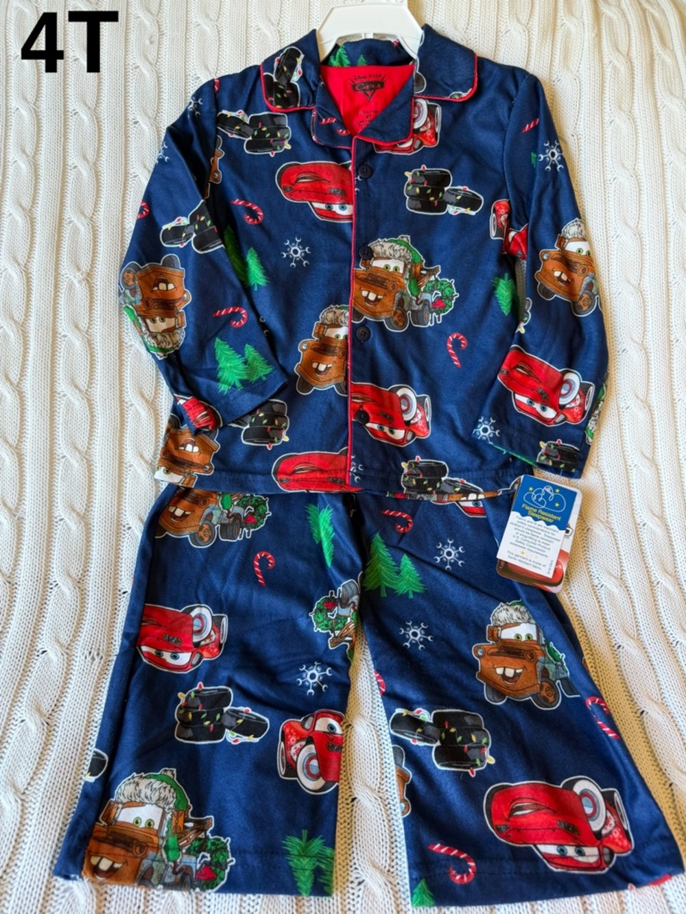 Disney Cars Christmas Pajamas 4T Toddler Trucks NEW Lightning McQueen Tow Mater
